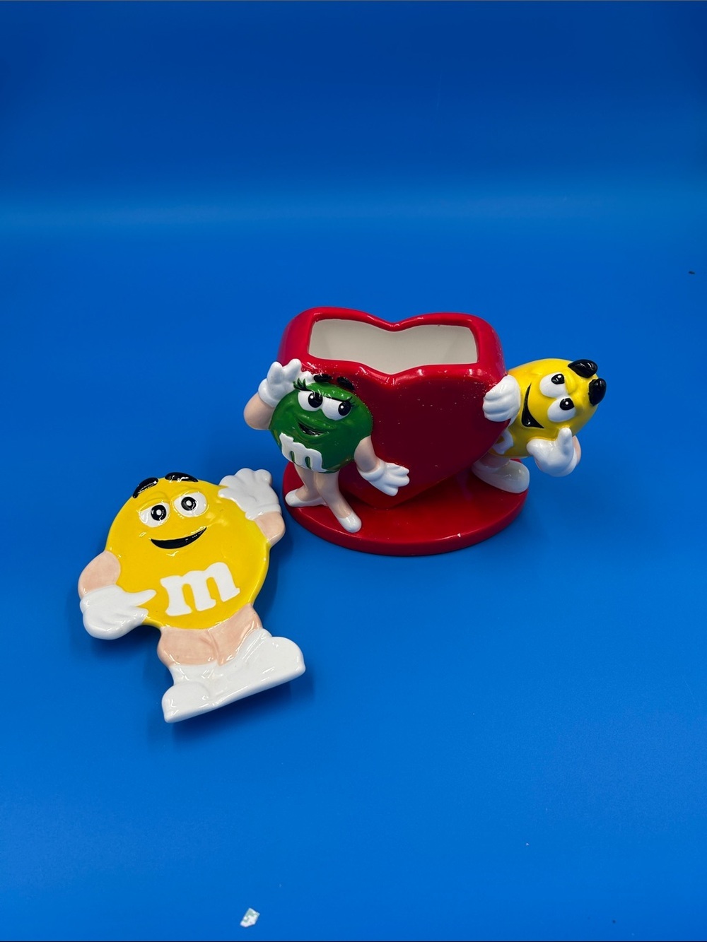 M&M'S Yellow & Green Characters with Red Heart Holder and trinket holder